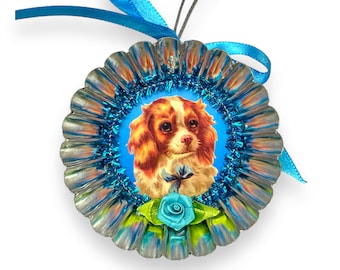 Vintage Inspired Dog Ornaments,  Cavalier Christmas Decor