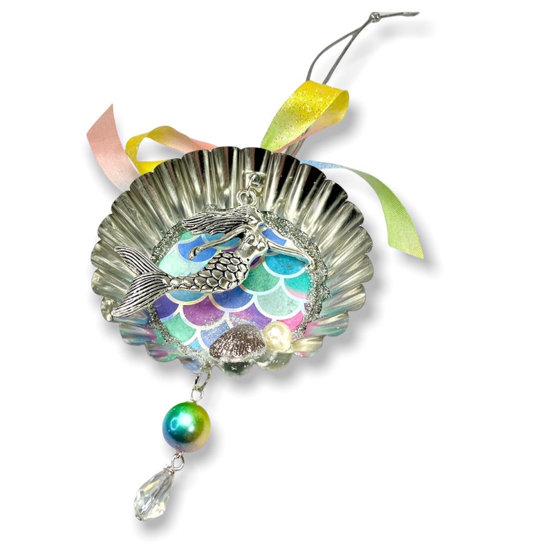 Upcycled Mermaid Ornament, Ocean Inspired Gift For Teen Girl image 5