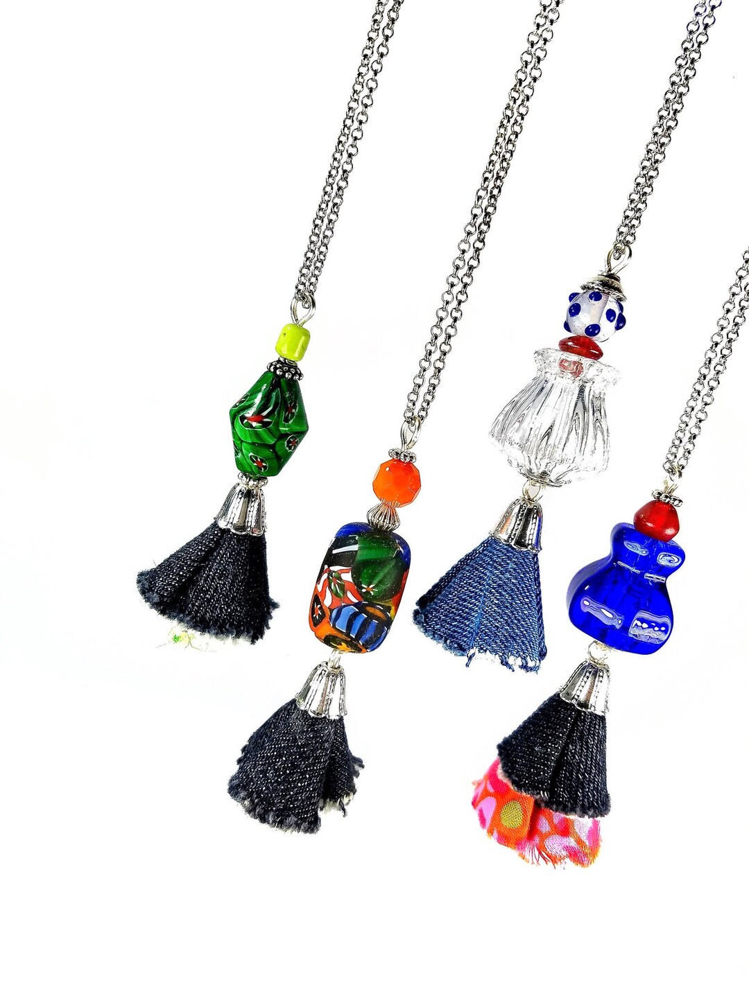Fun and Funky Long Necklaces for Women, Eco Friendly Tassel Pendants