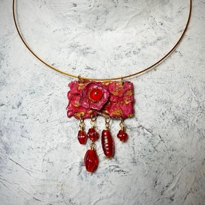 textile art jewelry statement necklace