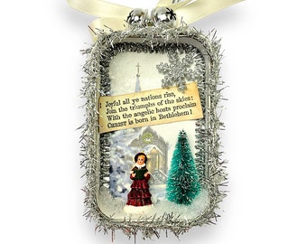 Vintage Inspired Nostalgic Christmas Music Diorama Ornament - O Come All Ye Faithful