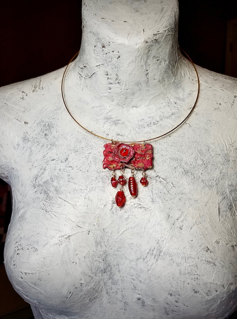 artistic fabric statement necklace
