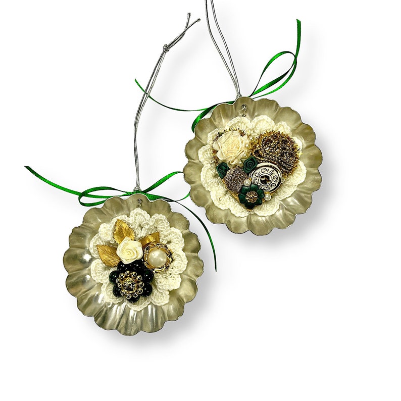 Vintage Christmas Tart Tin Ornament Gift Set of 2 Victorian Etsy