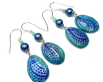 Light Blue Earrings, Ocean Beach Inspired Summer Jewelry, Sterling Silver Ear Wires