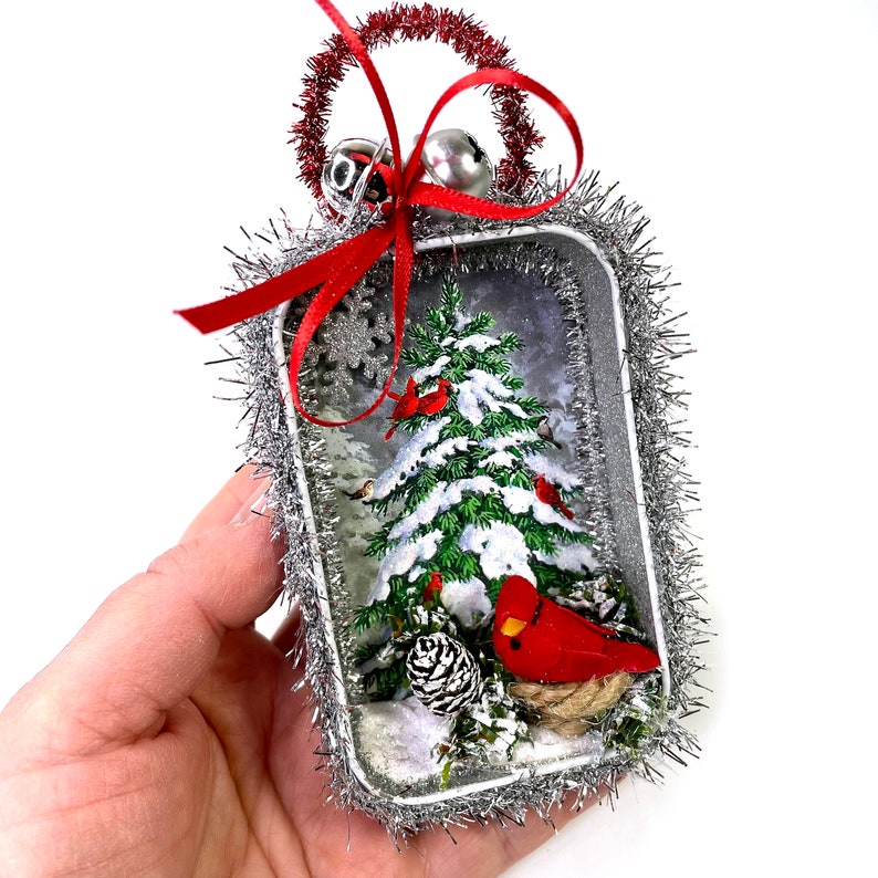 Woodland Christmas Ornament Shadowbox with Reindeer & Mushrooms image 5