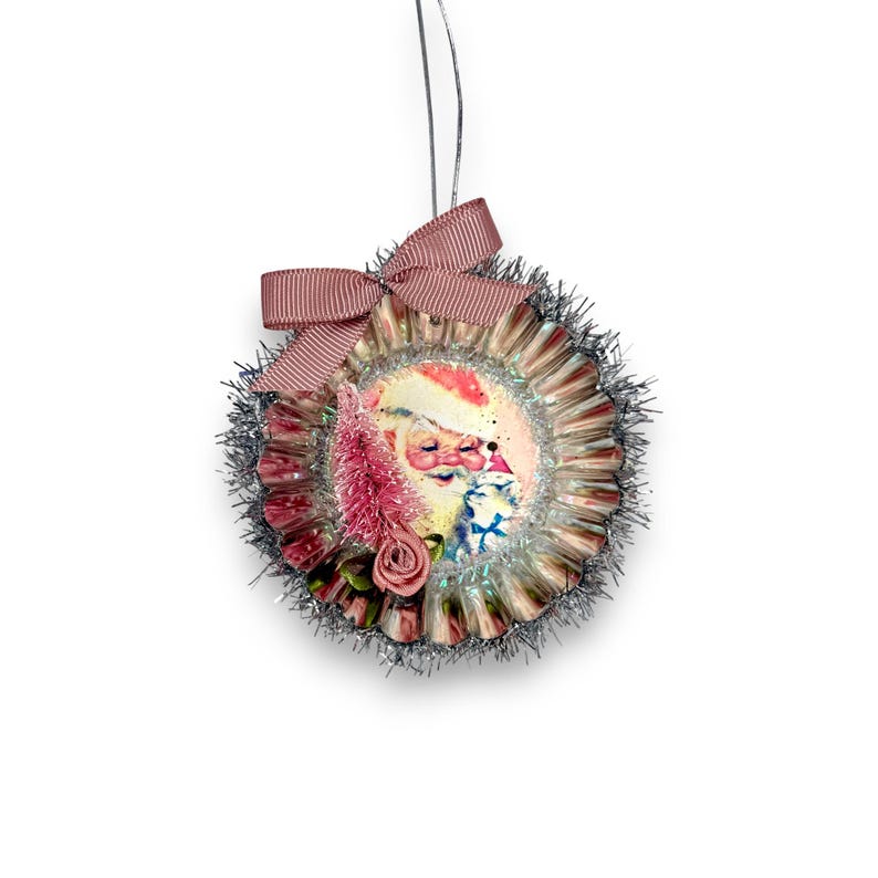 Santa with cat Christmas ornament