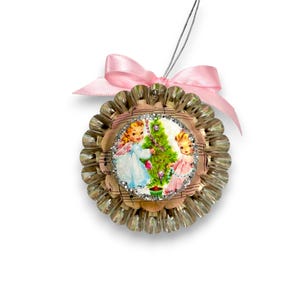 Vintage Pink Christmas Angel Ornament