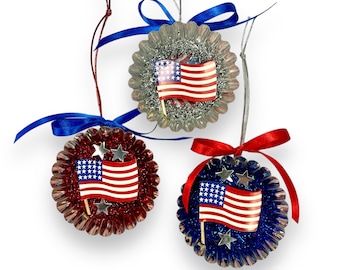 4th of July Ornaments, American Flag, Red White Blue Independence Day Decor