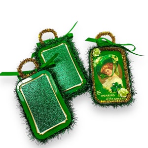 Vintage Style Saint Patricks Day Ornaments, Irish Decorations, Repurposed Tins image 10