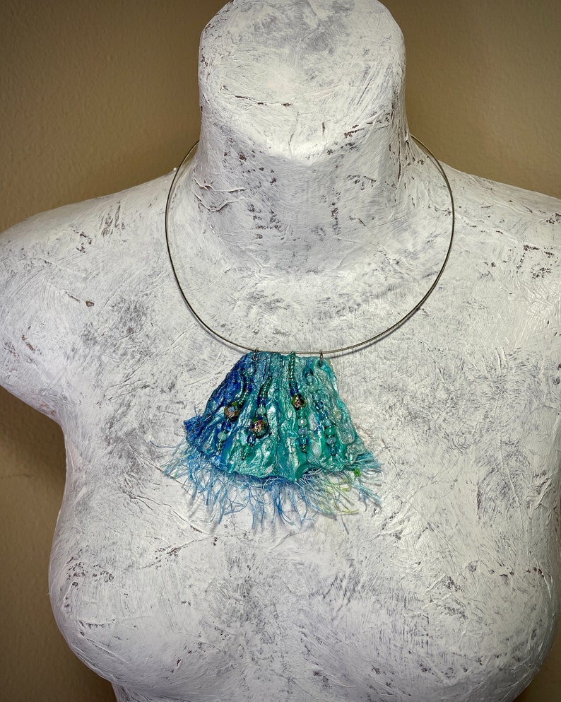 ocean inspired fiber art jewelry