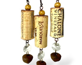 Rustic Champagne Wine Cork Ornament Set of 3, Handmade Upcycled Christmas Decorations