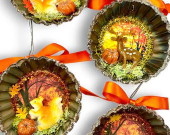 Fall Woodland Cottagecore Ornaments, Rustic Autumn Home Accents, Handmade Farmhouse Decorations