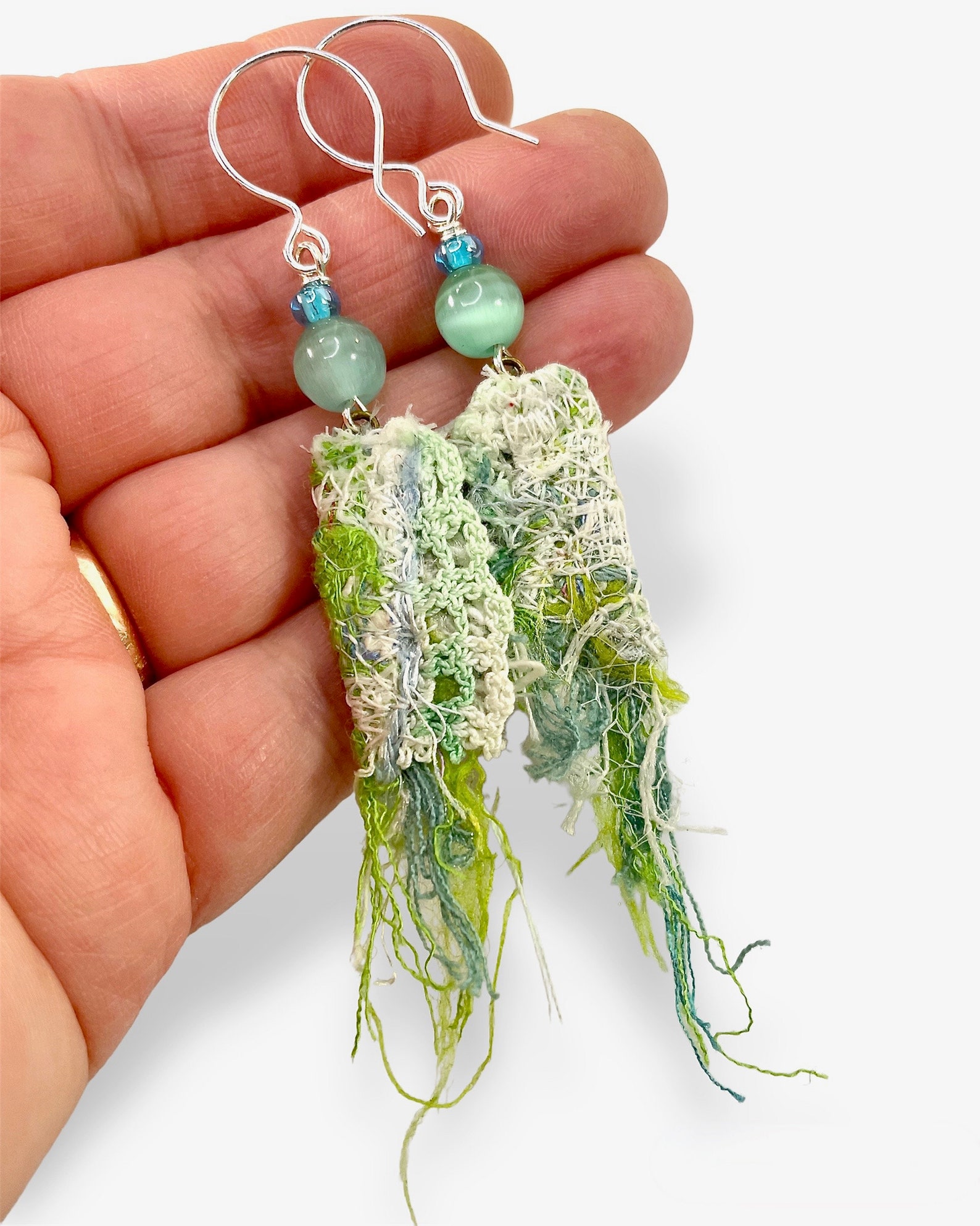 Fabric Scrap Earrings Wearable Fiber Art Jewelry Artsy Gift Etsy