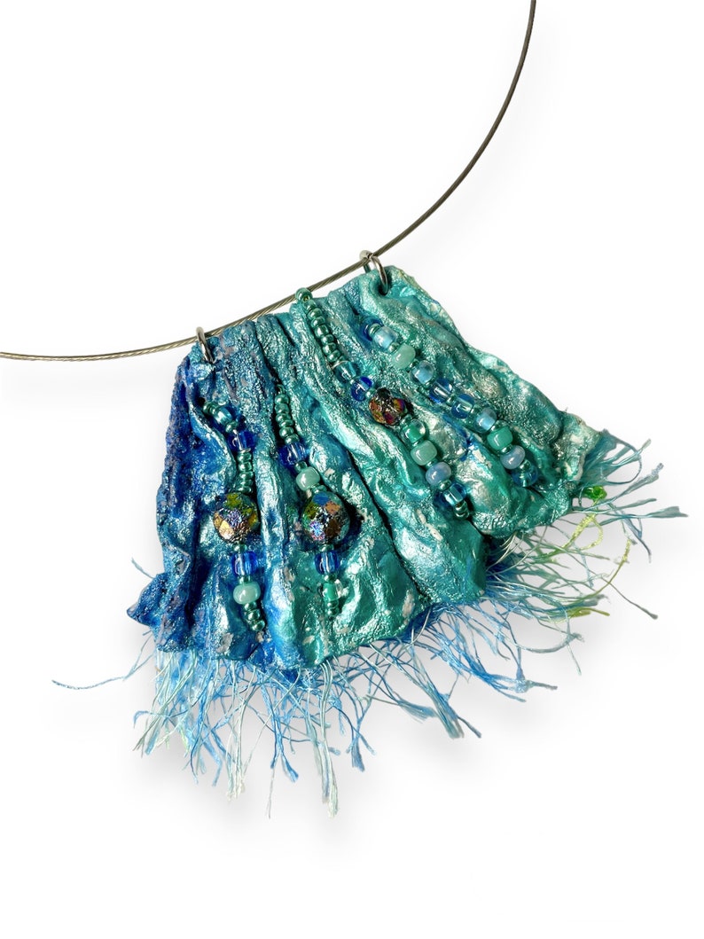 fiber art jewelry statement necklace