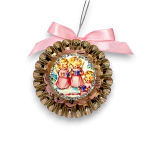 Vintage Pink Christmas Angel Ornament