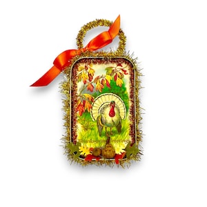 Handmade vintage Thanksgiving turkey ornament