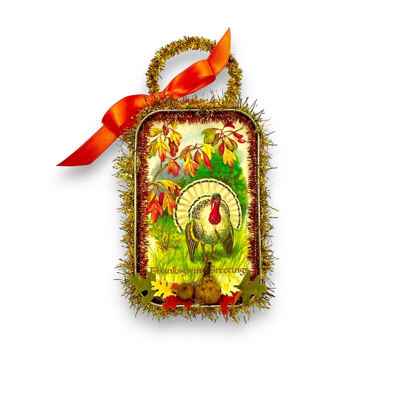 Handmade vintage Thanksgiving turkey ornament