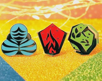 Elemental Stones Enamel Pin Set: Gold Plated Adventure Pins