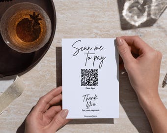 Modèle Scan to Pay, code QR pour petite entreprise, toile modifiable Paypal, modèle d'enseigne de paiement, enseigne Venmo, enseigne imprimable, enseigne d'entreprise
