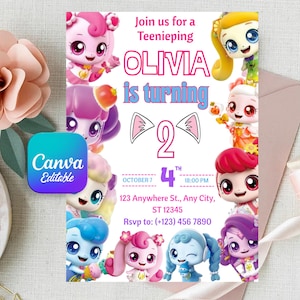 Faire-part d&#39;anniversaire pour adolescent : modèle canva modifiable (invitation numérique, 17 x 20 cm)