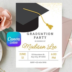 Graduation Party Invitation Template: Editable 5x7&quot; Canva Design (Digital Download)