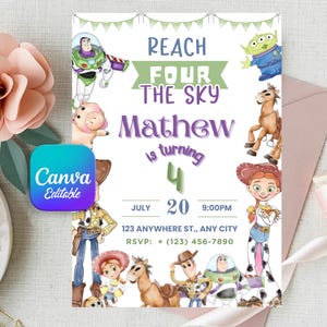 Toy Story Birthday Invitation: Editable Canva Template (5x7 in) (Digital Download)