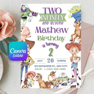 Two Infinity and Beyond Toy Story Birthday Invitation: Digital Download