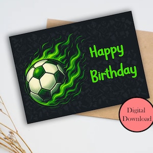 Fußball Geburtstagskarte, druckbare Geburtstagskarte Fußball, Fußball Geburtstagskarte, digitaler Download, 17,8 x 12,5 cm, Grußkarte, INSTANT DOWNLOAD