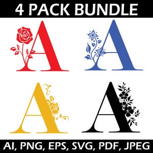 Split Monogram SVG Bundle: Alphabet Clipart, Family Name Frame (Digital Download)