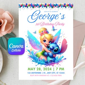 Stitch Birthday Invitation Template Editable Stitch Girls Birthday Invitation Stitch Birthday Paarty Invitation Stitch Invite Canva template
