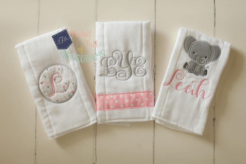 Custom Personalized Elephant Burp Cloth Set Set of 3 Etsy