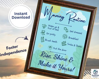 Back to School Kids Morning Routine Chart Printable Daily Checklist Visual Schedule for Independence Planner for ADHD Before School Routine