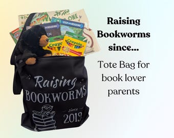 Gift for Mom Bookish Tote Bag Gift for Dad Book Lover Gift Mother's Day Gift Birthday Library Book Bag Baby Shower Gift Black Tote Bag