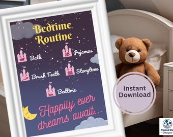 Back to School Kids Bedtime Routine Chart Printable Nighttime Checklist Visual Schedule for Independence Planner for ADHD Toddler