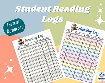 Printable Reading Log for Kids Rainbow & Neutral Designs Track Minutes and Pages Book Chart School Reading Tracker PDF Reading Challenge