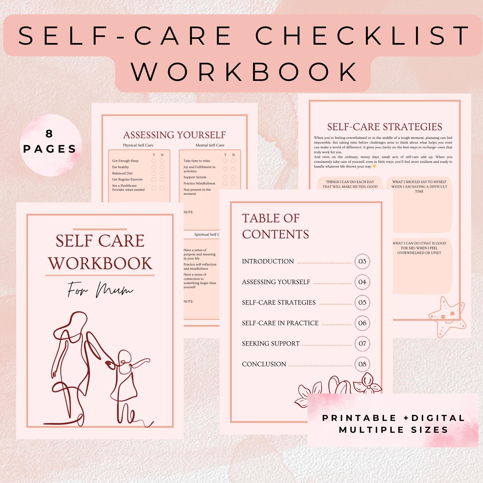 Moms Self Care Planner Printable | Wellness Journal | Mindfulness ...