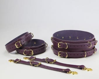 Genuine Leather Waist Belt & Thigh Cuffs Set