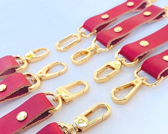 Red 2-Way Connector – Bondage Restraint Accessory – 8 Leather Color Options – 15 Metal Hardware Choices