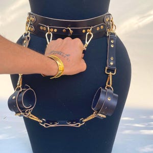 Doggy Position Support Belt – Plus Size Leather Harness with Cuffs Roxelana Collection ROX