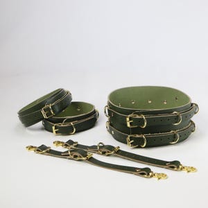 Waist Belt and Thigh Cuffs Genuine Cowhide Leather, With Different Color and Accessory Options Mature