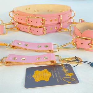 Rear Entry Support Belt Adjustable Leather Harness Belt with Cuffs – 4x Connector – Handmade image 10