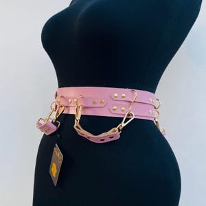Rear Entry Support Belt Adjustable Leather Harness Belt with Cuffs – 4x Connector – Handmade image 11