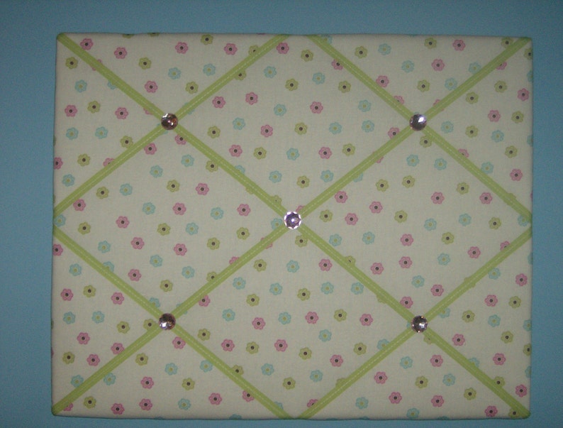 Pink green & blue flower french memo board 16 x 20 Etsy