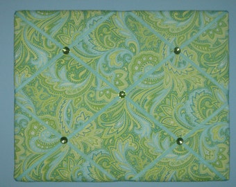 Green & blue paisley french memo board, 16 x 20