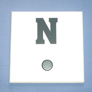 SALE: Letter N monogram initial, grey, wall hook with bronze knob