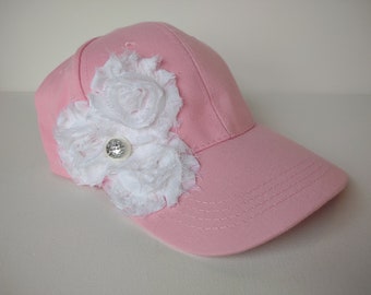 White and Hot Pink Floral Hat. - Etsy display picture 3