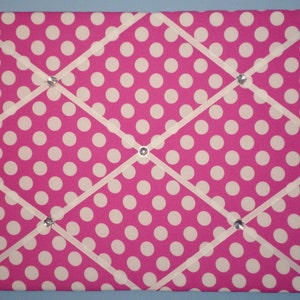 Bright pink with large white polka dot french memo board, 16 x 20