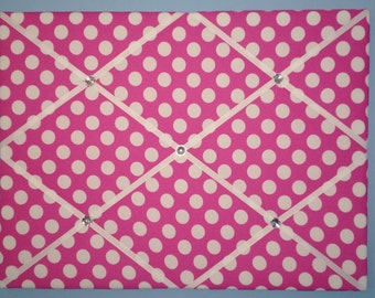 Bright pink with large white polka dot french memo board, 16 x 20