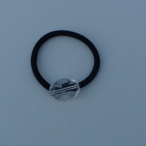 Clear wavy acrylic oval bead, ponytail holder