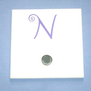 SALE: Letter N monogram initial, purple, wall hook with brushed nickel knob